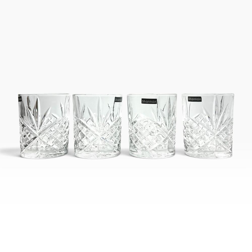 Godinger “Dublin” 4 Crystal Old Fashioned Tumbler Glasses 3 7/8” 8oz New w/Box